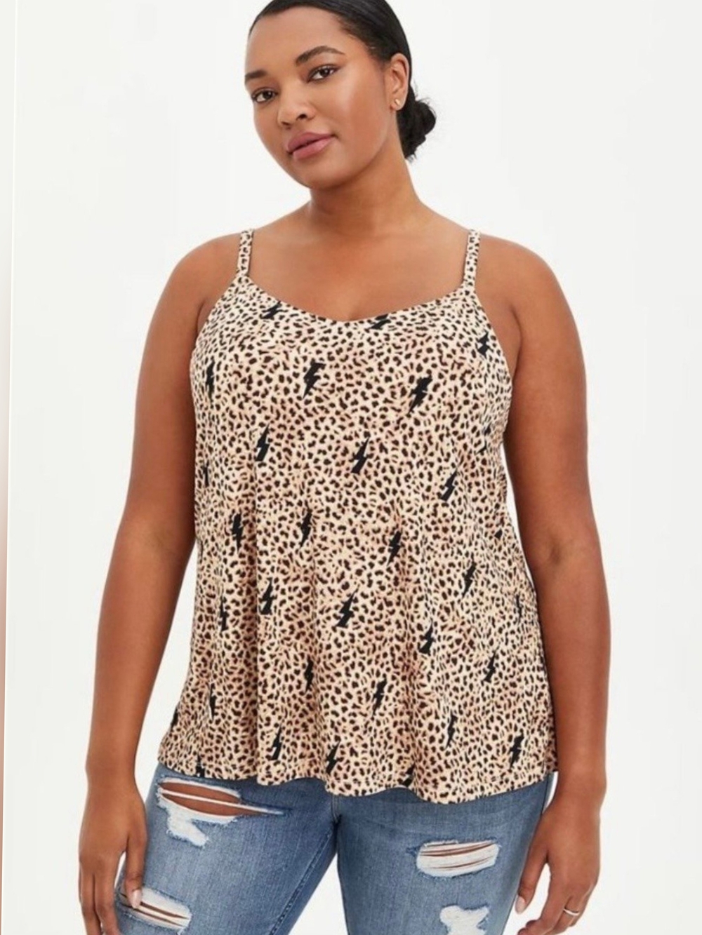 torrid Beige Leopard Print Lightning Bolt Slip Cami